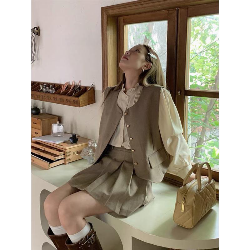 E’nes 🇰🇷正韓代購 巴黎摩天輪🎡 茶系法式穿搭套裝-細節圖2