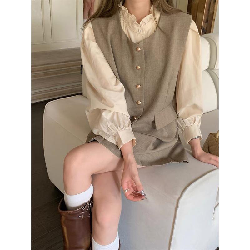 E’nes 🇰🇷正韓代購 巴黎摩天輪🎡 茶系法式穿搭套裝-細節圖3