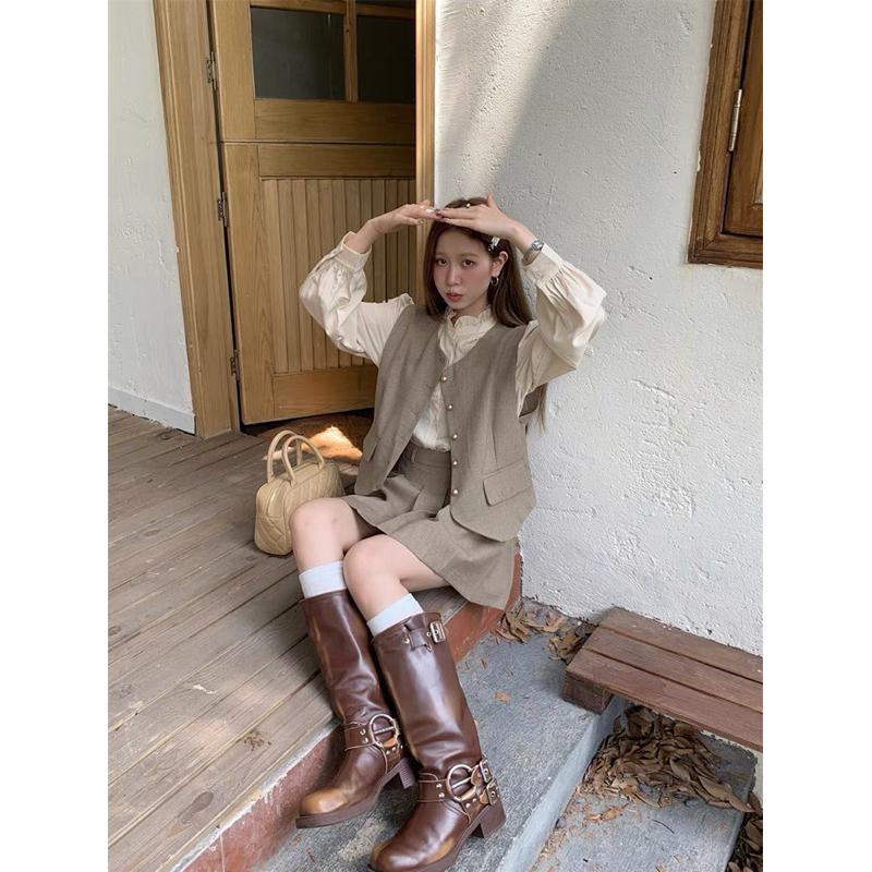 E’nes 🇰🇷正韓代購 巴黎摩天輪🎡 茶系法式穿搭套裝-細節圖8