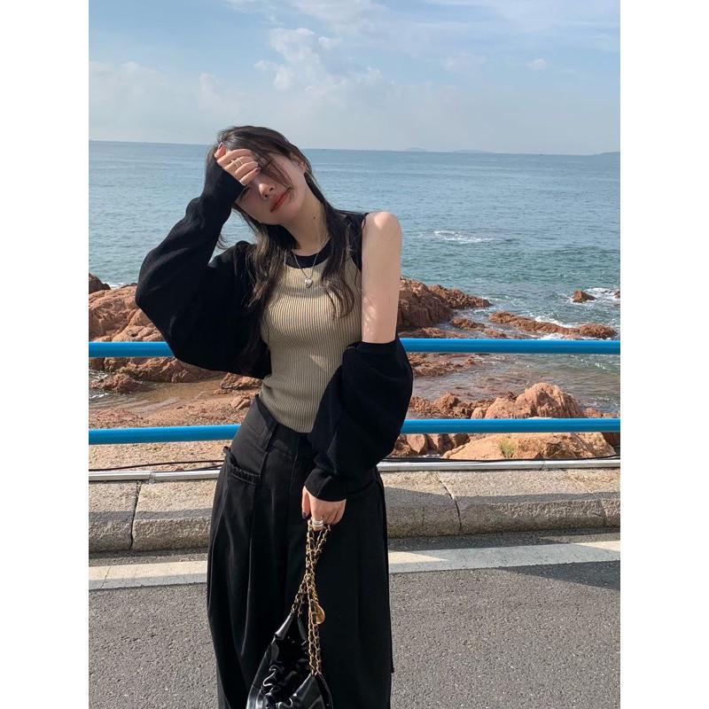 E’nes 🇰🇷 가을 신 상품 du melo 撞色背心長袖外搭針織套-細節圖4