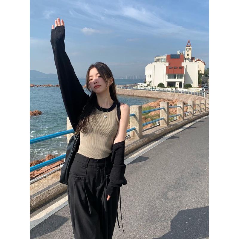 E’nes 🇰🇷 가을 신 상품 du melo 撞色背心長袖外搭針織套-細節圖6