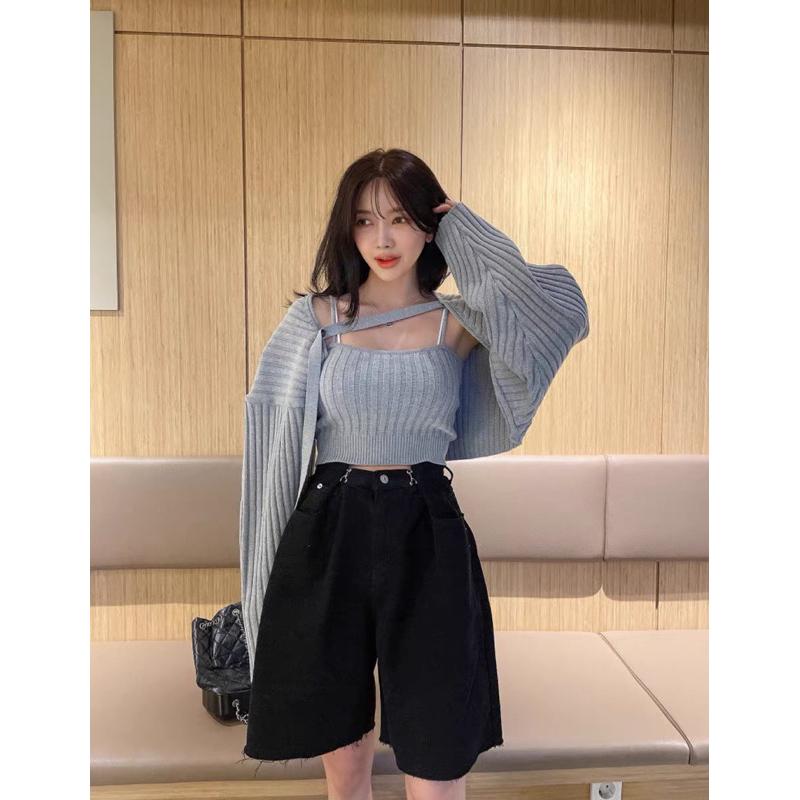 E’nes 🇰🇷月落江南 吊帶背心+短外套罩衫-細節圖3