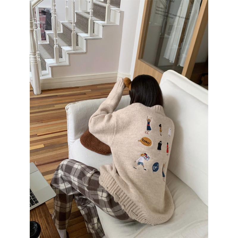 E’nes 🇰🇷 J’adore 卡通刺繡圓領毛衣-細節圖8