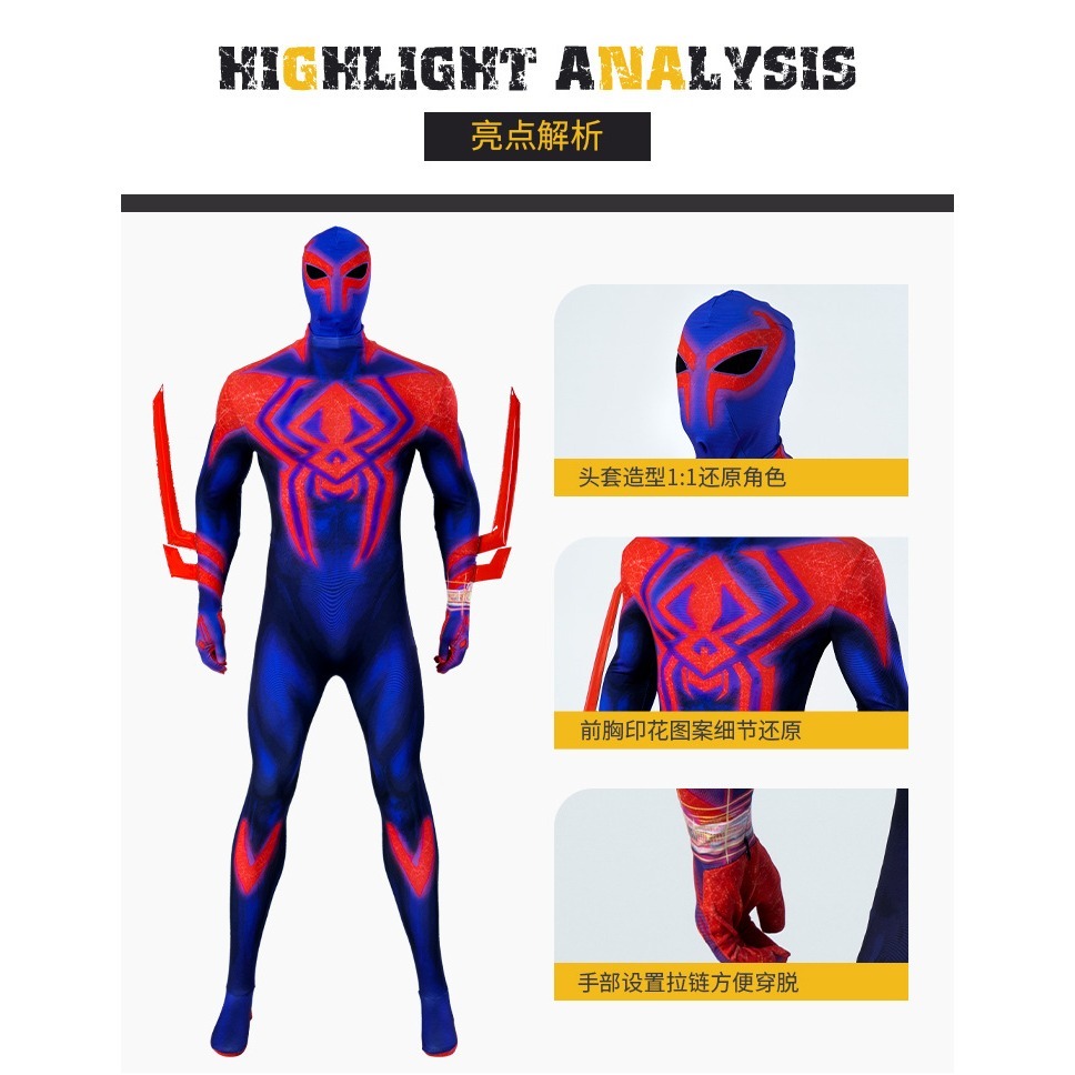惠美玩品 歐美系列 其他 服飾 2306 蜘蛛俠2099cos服 宇宙 連體緊身衣cosplay-細節圖6