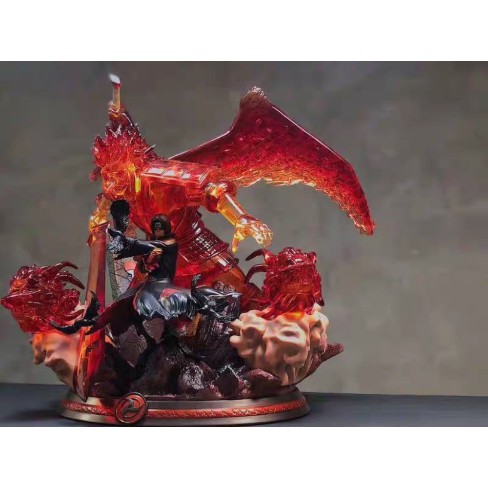 惠美玩品 現貨 火影忍者 GK 公仔 2006 宇智波鼬 須佐能乎 烏鴉 鼬神 7色發光 大版雕像-細節圖3