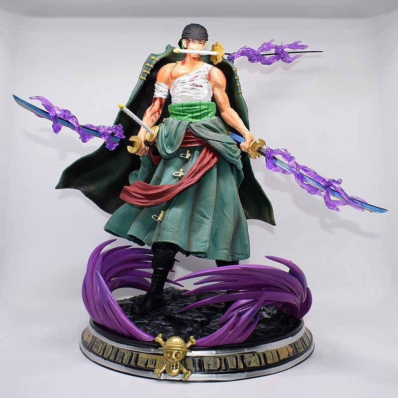 惠美玩品 現貨 海賊王 GK 公仔 2202 索隆 特效 場景 雕像 模型 盒裝 超大 三刀流 浴血-細節圖4