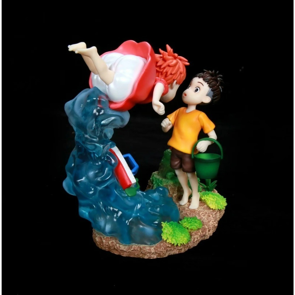 惠美玩品 現貨 宮崎駿 GK 公仔 2401 懸崖上的波妞 人魚公主 波妞與宗介 雕像場景 模型-細節圖3