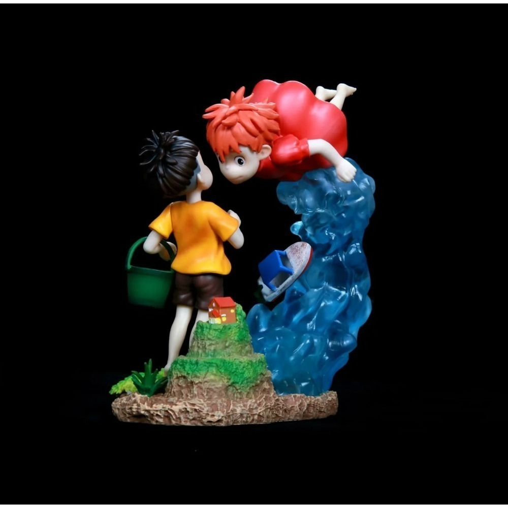 惠美玩品 現貨 宮崎駿 GK 公仔 2401 懸崖上的波妞 人魚公主 波妞與宗介 雕像場景 模型-細節圖4