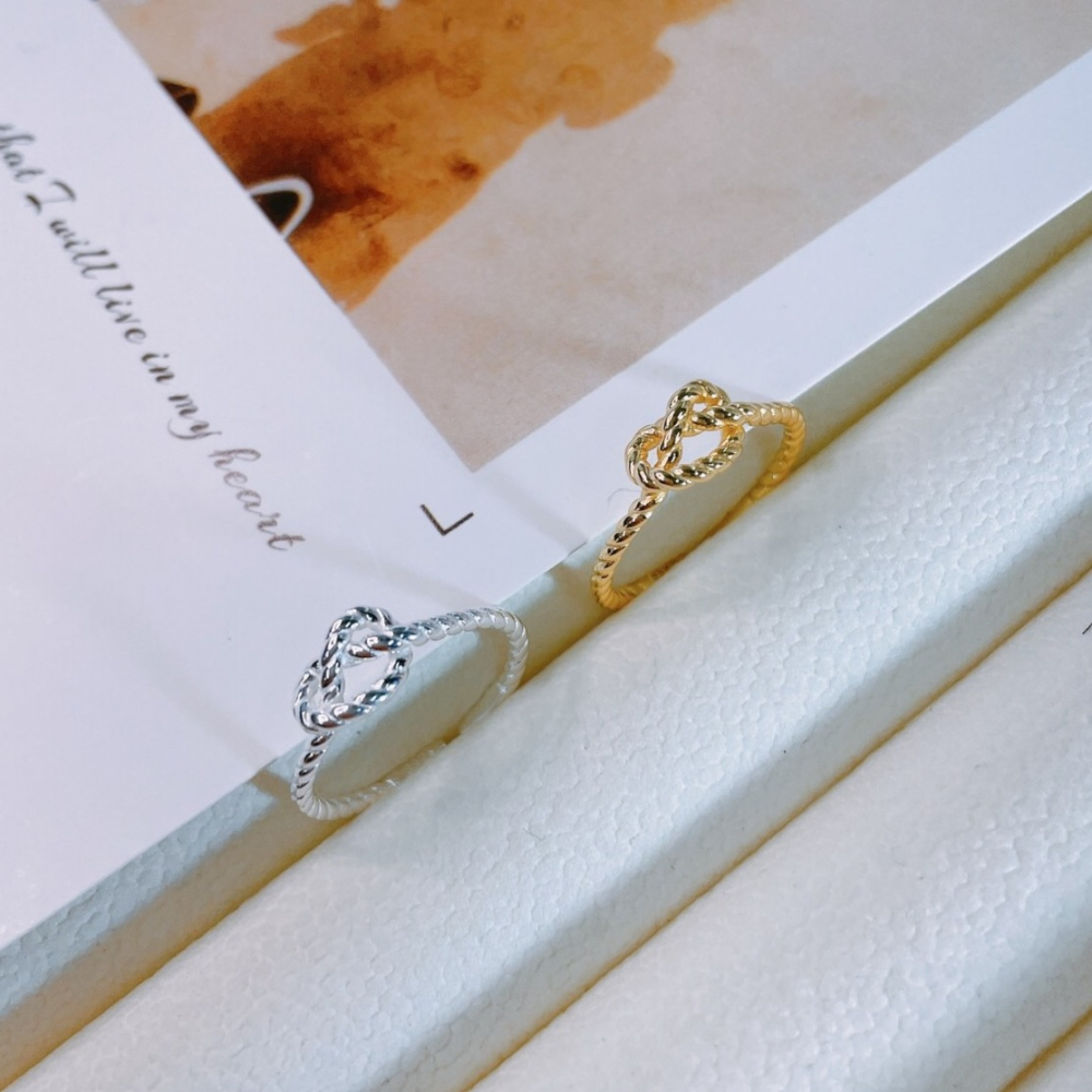 DUDOJIU♡｜💎S925銀 韓國時尚麻花打結銀戒指 純銀 銀飾品 【開口可調節】-細節圖2