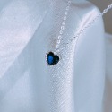 DUDOJIU♡｜💎S925銀 愛心鑽石鎖骨項錬 純銀 銀飾品 藍／粉／銀-規格圖7