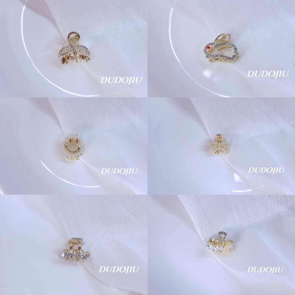 DUDOJIU♡｜🇰🇷正韓飾品 ♡鑲嵌水鑽／珍珠｜閃閃｜小香風山茶花｜美人魚金線｜迷你貓／熊 小髮夾 小抓夾-細節圖7