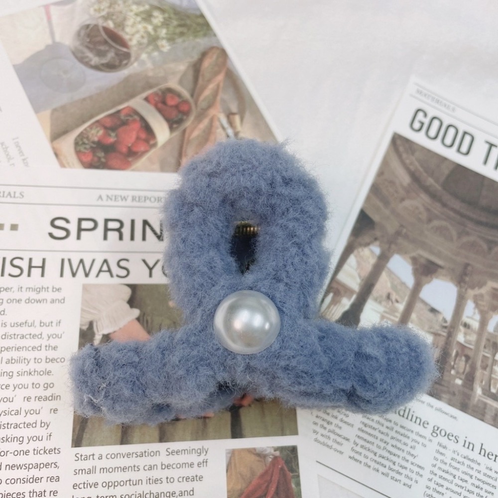 DUDOJIU♡｜🇰🇷正韓飾品✈️ 韓國帶回 ♡小香風毛絨＆珍珠造型交叉髮夾 小鯊魚夾 抓夾-細節圖5