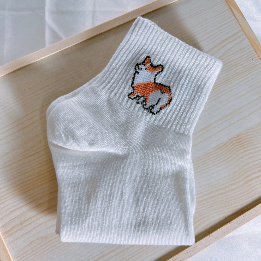 DUDOJIU♡｜🇰🇷韓國襪子 可愛柯基小圖中筒襪 襪子 韓妞必備 禮物 正韓 長襪 男襪女襪 韓襪-細節圖3