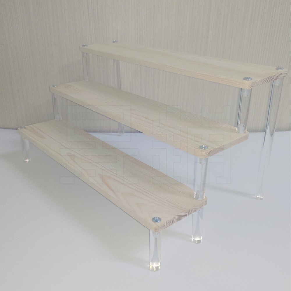 [景鋪]特價 看描述 現貨 30cm 高質感 實木階梯展示架 壓克力腳架 公仔 盒玩 扭蛋 泡泡瑪特 陳列架 樓梯架模型-細節圖2