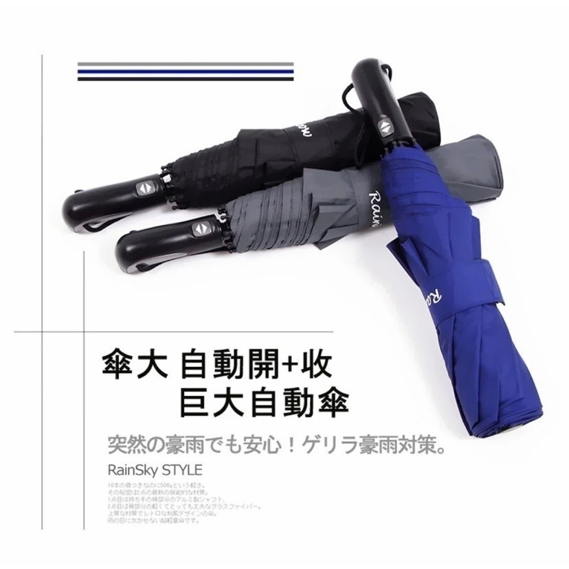 【傘亮亮雨傘】【買一送一】RainSky超大三人自動摺疊傘 自動開收傘 大傘面 大雨傘  大傘 自動傘 折疊傘 遮陽傘-細節圖2