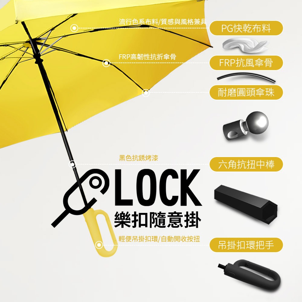 【傘亮亮雨傘】23吋 RainSky樂扣自動開收傘 雨傘 陽傘 洋傘 自動傘 防風傘 折疊傘 UV傘-細節圖7