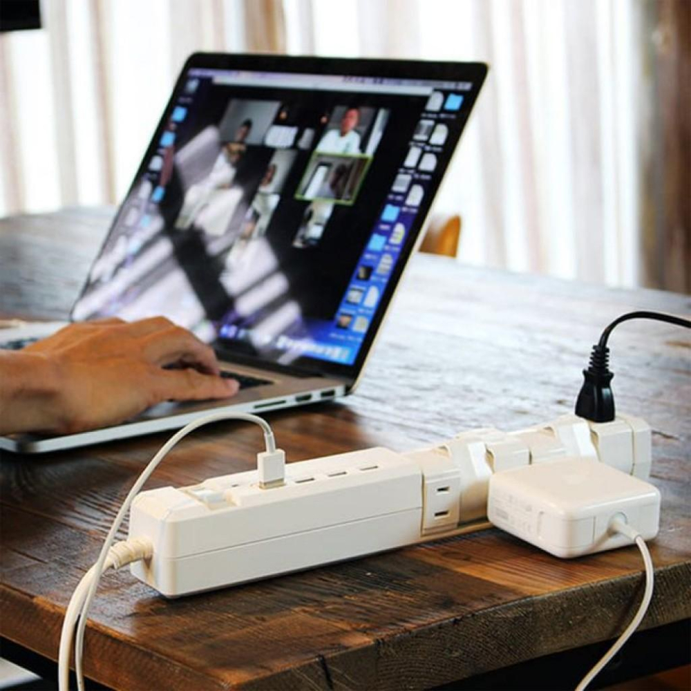 橙澄J★K-日本Costco限定旋轉6插頭+4USB延長線1.8M-細節圖4