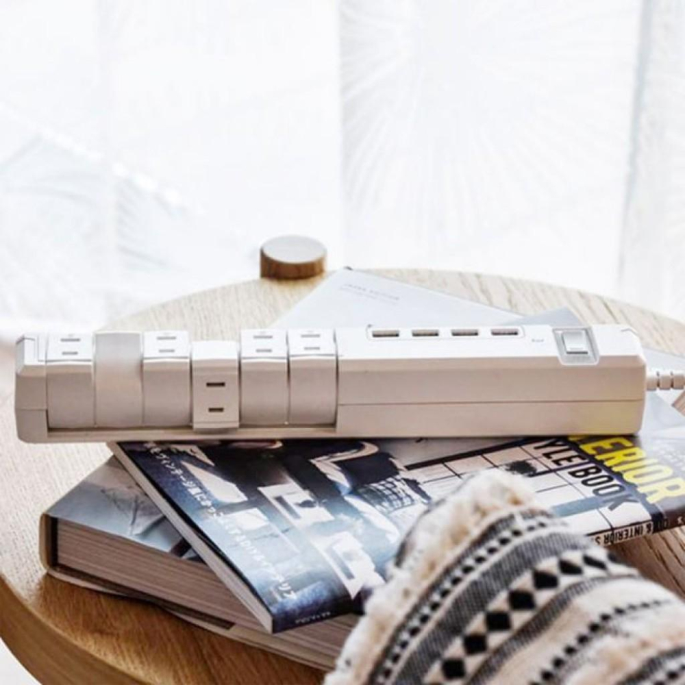 橙澄J★K-日本Costco限定旋轉6插頭+4USB延長線1.8M-細節圖6