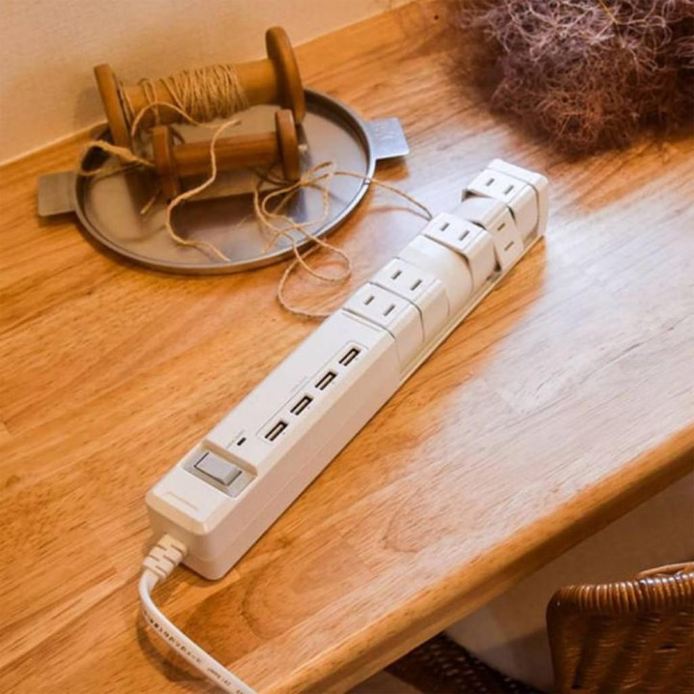 橙澄J★K-日本Costco限定旋轉6插頭+4USB延長線1.8M-細節圖7