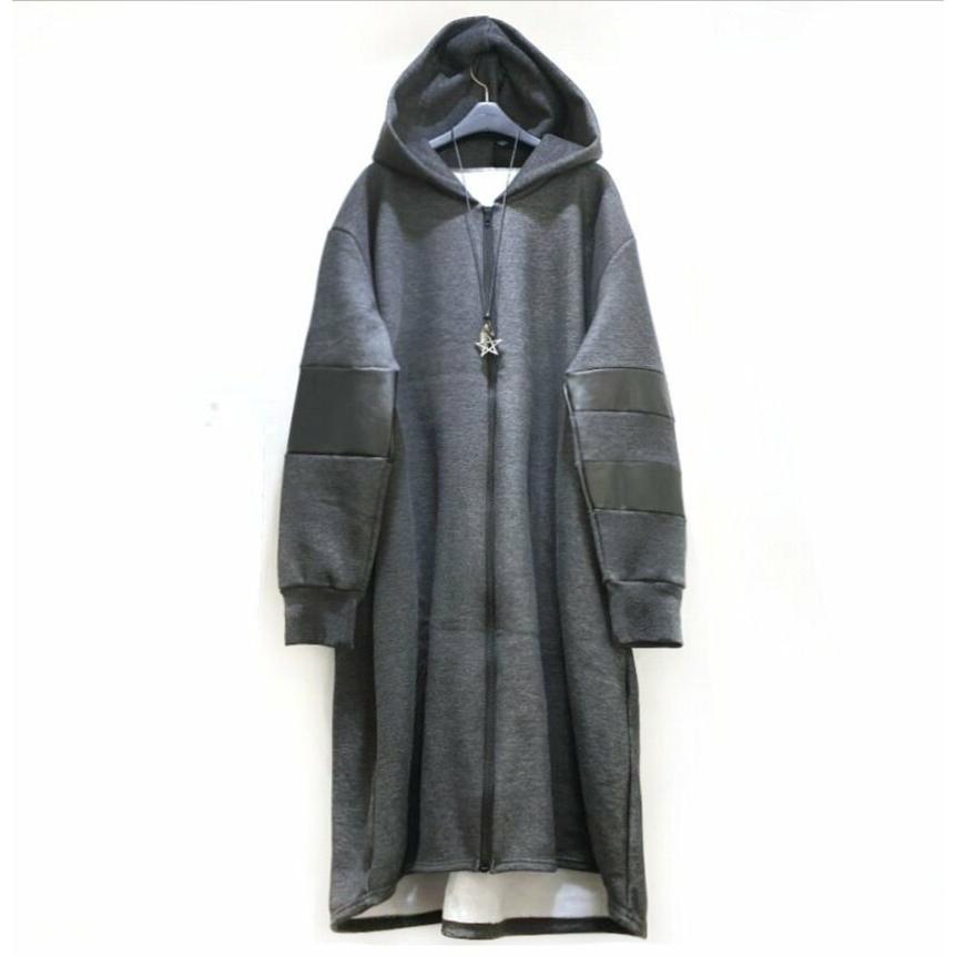 橙澄S-「日本直運」韓國製  前衛長款連帽衫-細節圖2