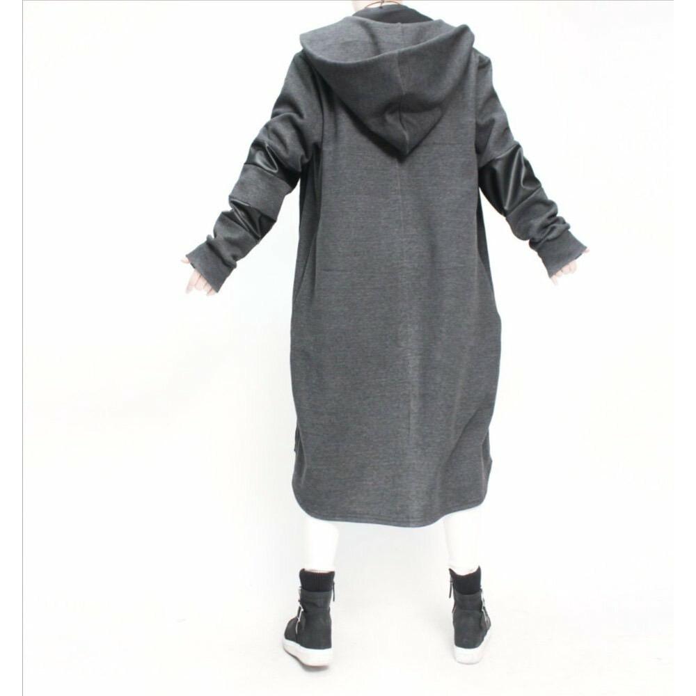 橙澄S-「日本直運」韓國製  前衛長款連帽衫-細節圖3