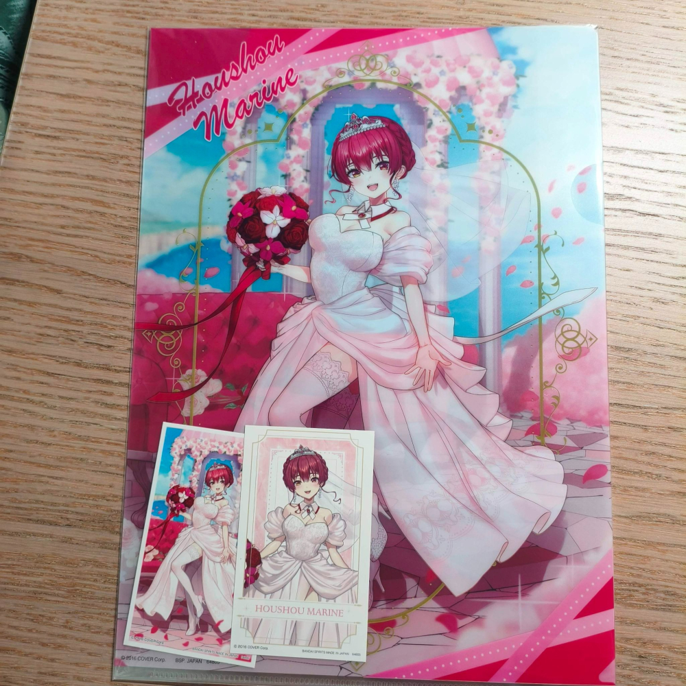 (現貨)一番賞「Hololive～Wedding Dress Style～」明資料夾＆貼紙套組 寶鐘瑪琳 宝鐘マリン-細節圖2