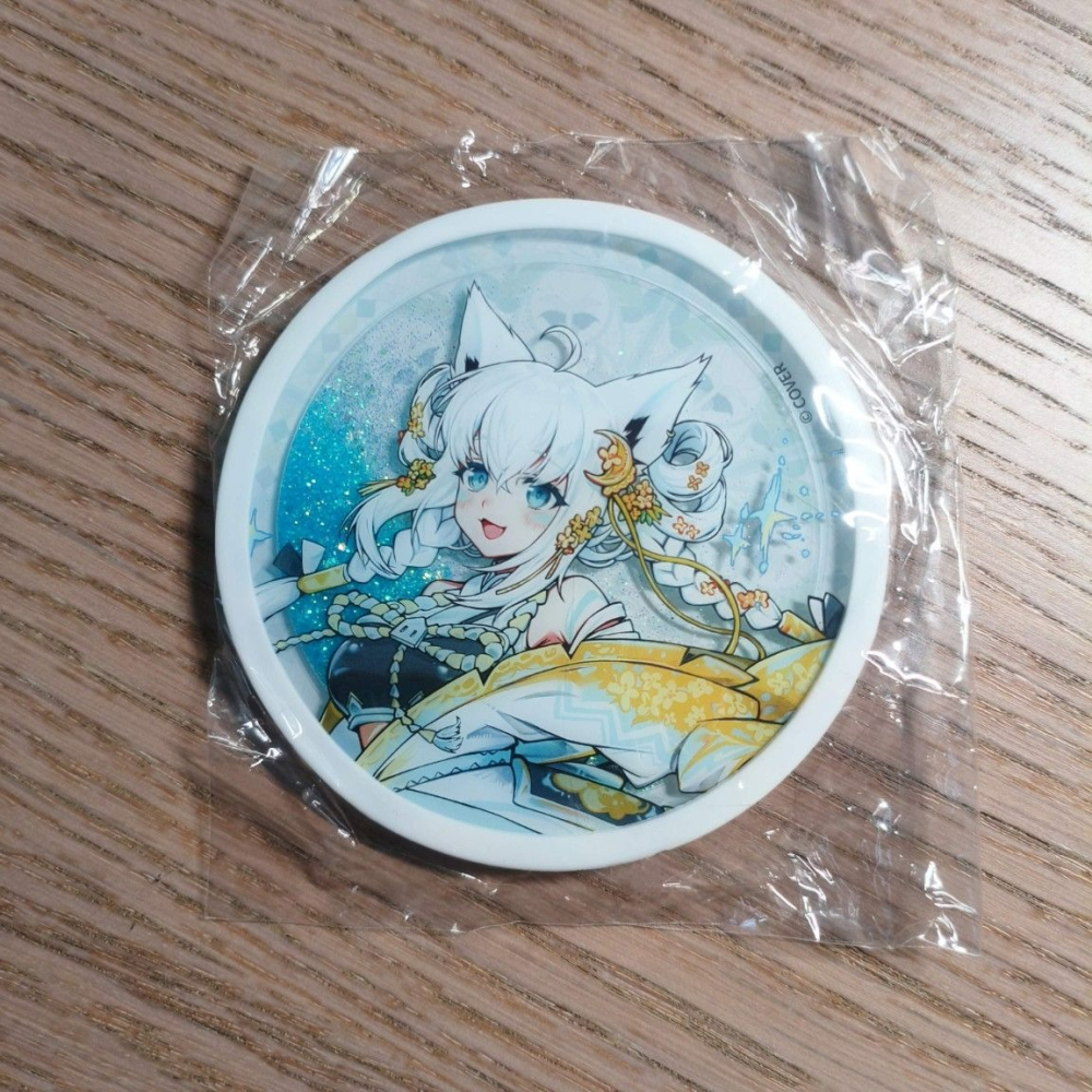 (現貨)hololive 白狐 × 黑狼 紀念系列 流沙杯墊 白上吹雪 款 白上フブキ-細節圖2