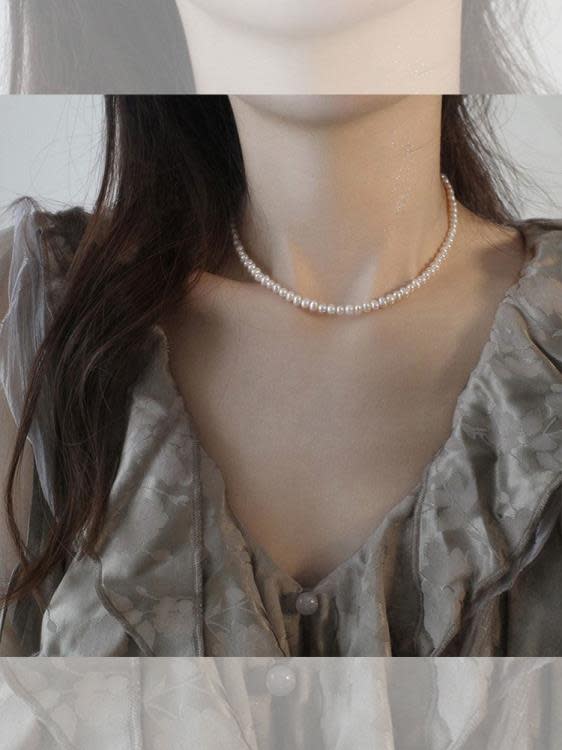 14K包金天然珍珠鎖骨鍊女輕奢choker簡約氣質輕奢小眾款項鍊-細節圖2