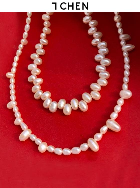 歐美ins天然珍珠項鍊氣質DIY手工巴洛克珍珠毛衣鍊短鍊女-細節圖3