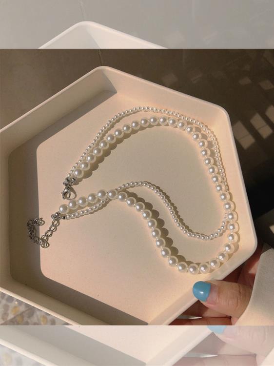 復古宮廷風雙層珍珠項鍊高級百搭香港頸鍊choker項圈鎖骨鍊-細節圖4