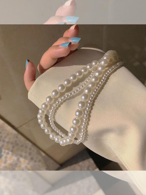 復古宮廷風雙層珍珠項鍊高級百搭香港頸鍊choker項圈鎖骨鍊-細節圖5