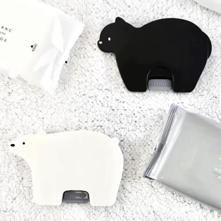 ★姐就是愛shopping★現貨+預購 日本 北極熊 黑貓 濕紙巾蓋 紙巾蓋 可重覆使用　-細節圖2