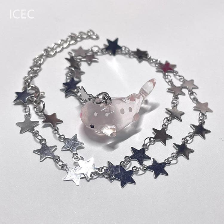 雙星海洋之夢項鍊女高級設計感小眾精致氣質S925純銀設計師鎖骨鍊-細節圖4