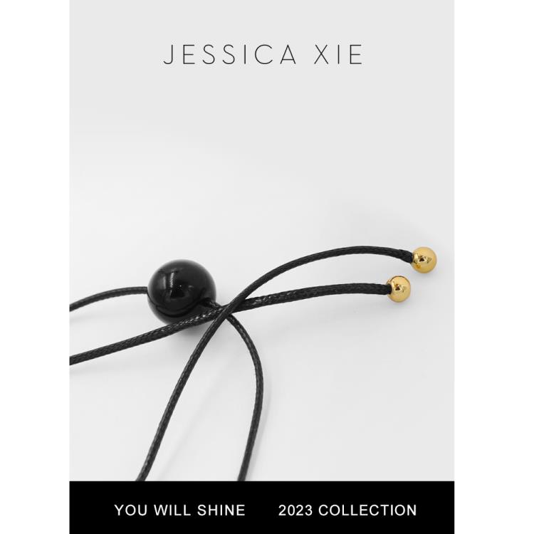 Gravity 重力美學 韓國ins博主時髦疊戴極簡黑瑪瑙長項鍊-細節圖2