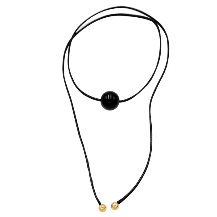 Gravity 重力美學 韓國ins博主時髦疊戴極簡黑瑪瑙長項鍊-細節圖3