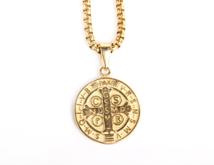 gold plated necklace 鍍金小圓牌項鍊男嘻哈女鎖骨鍊-細節圖4