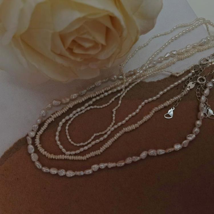 夏日專屬！純手工野生天然碎米珍珠項鍊氣質復古簡約頸鍊-細節圖3
