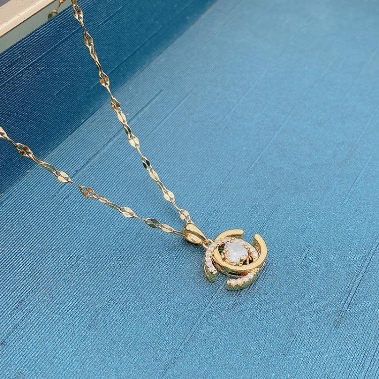 巴黎超吸睛雙C字母18K金項鍊十字鍊時尚簡約精致超仙鎖骨鍊潮-細節圖3