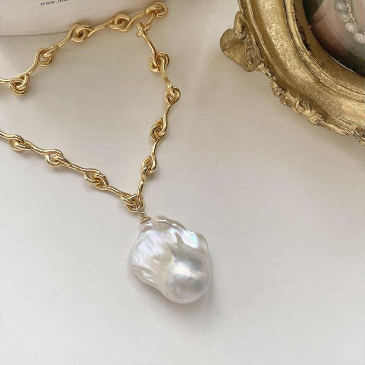 天然異形巴洛克珍珠項鍊法式復古氣質鎖骨鍊女輕奢小眾設計感-細節圖2