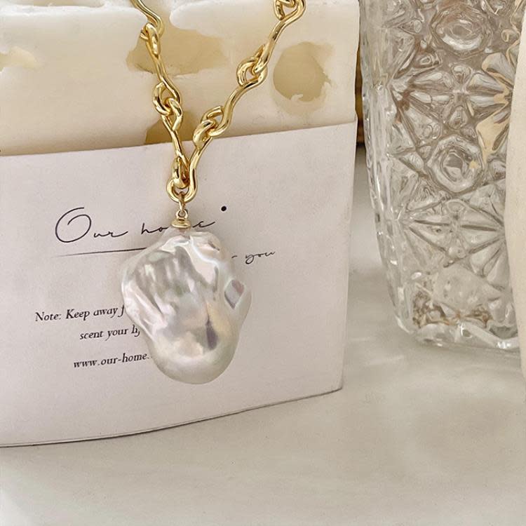 天然異形巴洛克珍珠項鍊法式復古氣質鎖骨鍊女輕奢小眾設計感-細節圖4