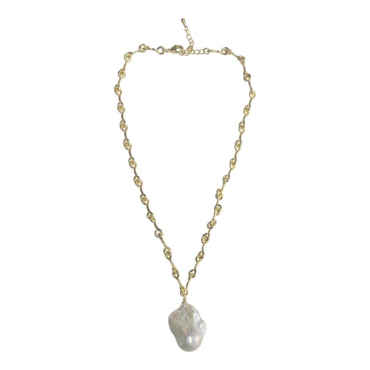 天然異形巴洛克珍珠項鍊法式復古氣質鎖骨鍊女輕奢小眾設計感-細節圖5