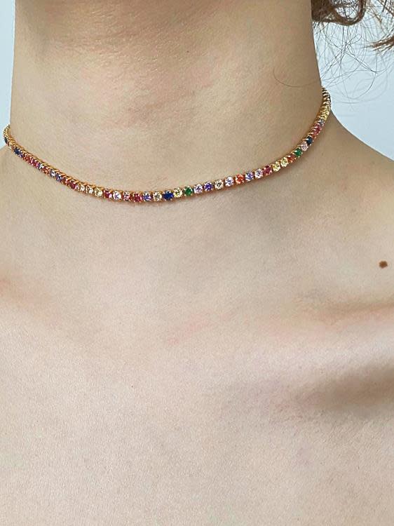 K66精致時尚小眾高級感彩鉆項鍊短款超閃氣質彩色滿鉆choker-細節圖2