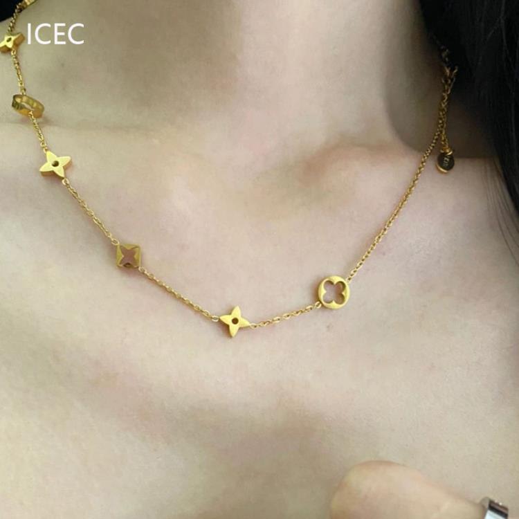 法式簡約鏤空幸運草項鍊新款爆款小眾設計感重工夏季鎖骨鍊女-細節圖3