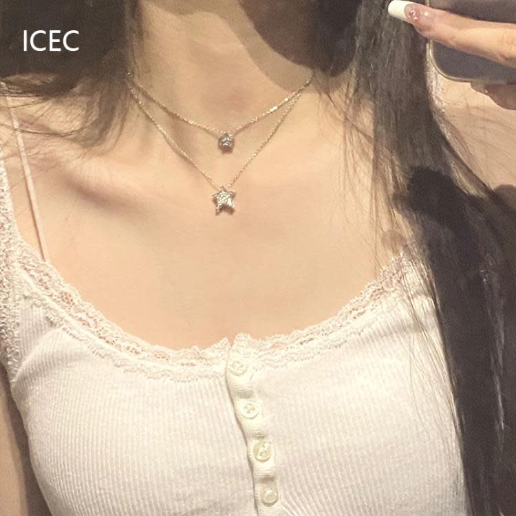 雙層鍊條星星疊戴項鍊女 潮酷ins小眾設計高級感設計師鎖骨鍊配飾-細節圖2