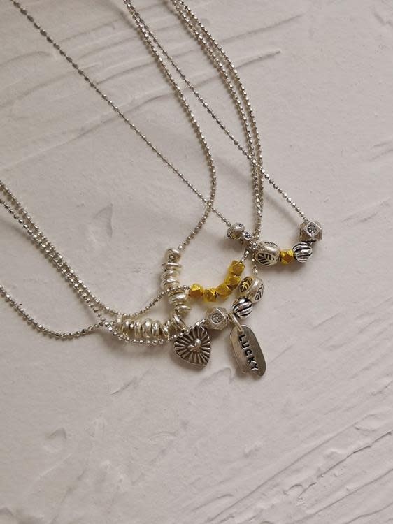 原創手作不規則老銀片層次感桃心復古s925純銀項鍊女鎖骨鍊-細節圖2