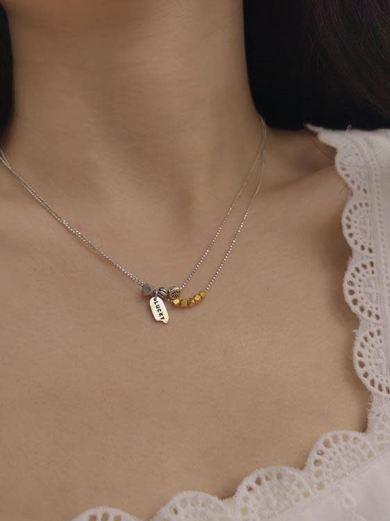 原創手作不規則老銀片層次感桃心復古s925純銀項鍊女鎖骨鍊-細節圖3