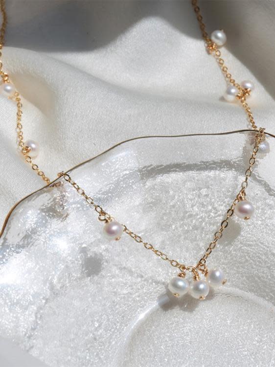 天然珍珠項鍊女ins米珠鎖骨鍊冷淡風輕奢小眾氣質吊墜新款-細節圖2