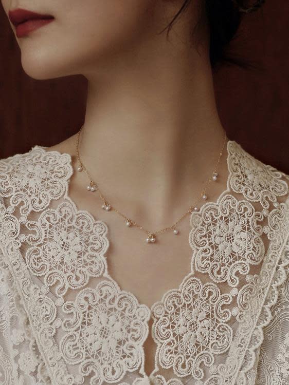 天然珍珠項鍊女ins米珠鎖骨鍊冷淡風輕奢小眾氣質吊墜新款-細節圖4