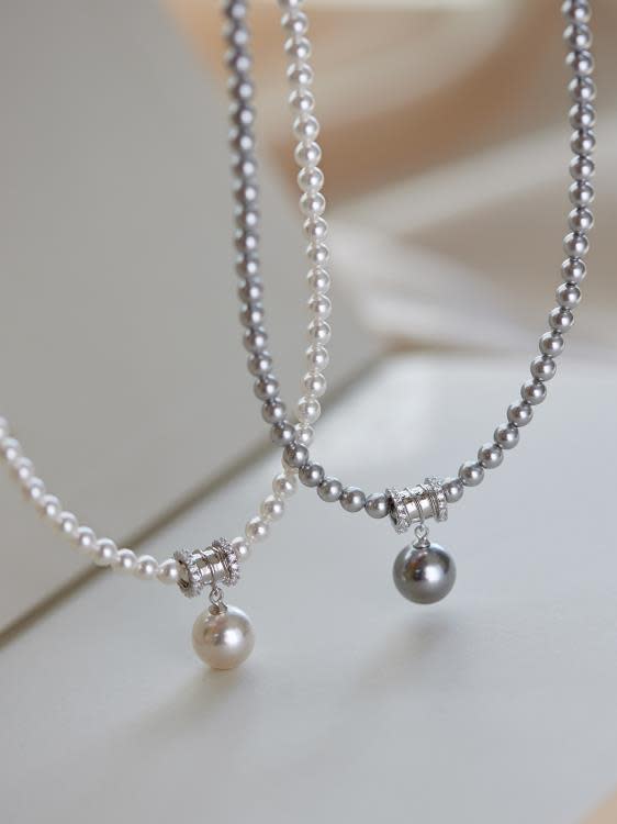 小蠻腰珍珠簡約氣質百搭輕奢S925銀真多麻灰高級感項鍊女-細節圖4