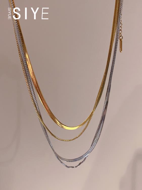 不掉色 鍍18k金意大利風蛇骨鍊女高級感法式項鍊輕奢小眾頸鍊-細節圖2